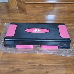 Adjustable Aerobic Step Platform With Riser, Exercise Stepper Workout, Black Pink