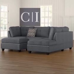 New Gray Sectional Sofa Couch Ottoman 