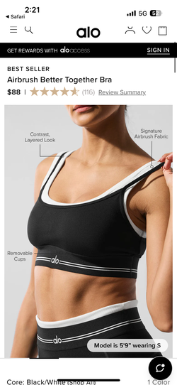 Alo yoga Crop Top Airbrush Black and White