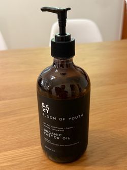 Bloom of Youth 100% Pure Cold Pressed Organic Castor Oil, Glass Bottle 16oz | Hexane Free, Unrefined, USDA Certified