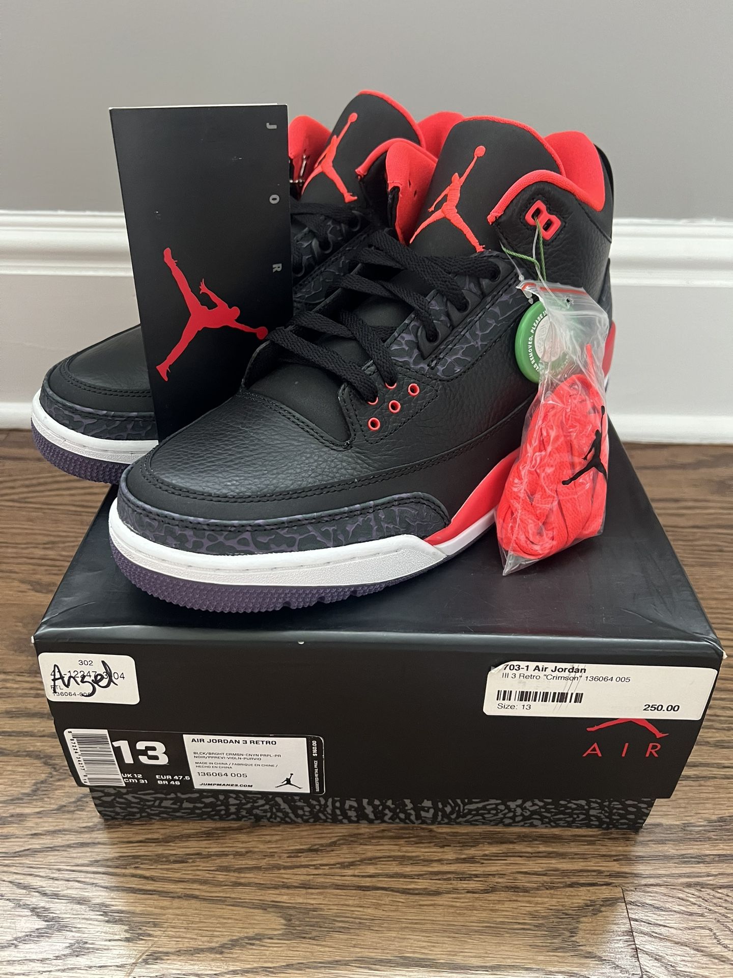 Jordan 3 III Retro Crimson Size 13 sz 136064-005 nike DS 👟