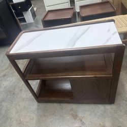 100% Solid Wood Side Table with Wheels, Narrow Side Table with Storage Drawers, Rolling Bedside Table for Bedroom Living Room Space Saving (Walnut, 11