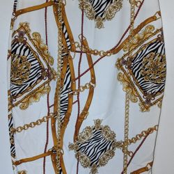 White Yellow Skirt Pencil Stretch 