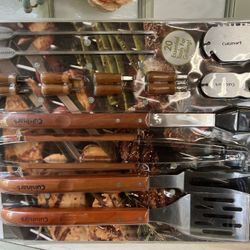 Cuisinart 20 Piece Wood Handle Grill Tool Set New