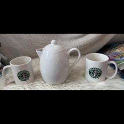 Starbucks tea / coffee pot & mugs