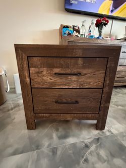 Two-Drawer Rustic Wood Nightstand