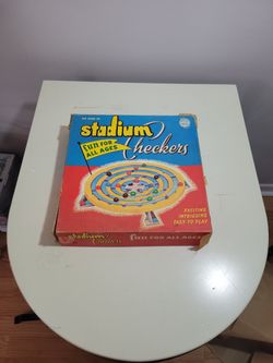 Vintage game STADIUM CHECKERS 1950s Schaper Game Glass Marbles -