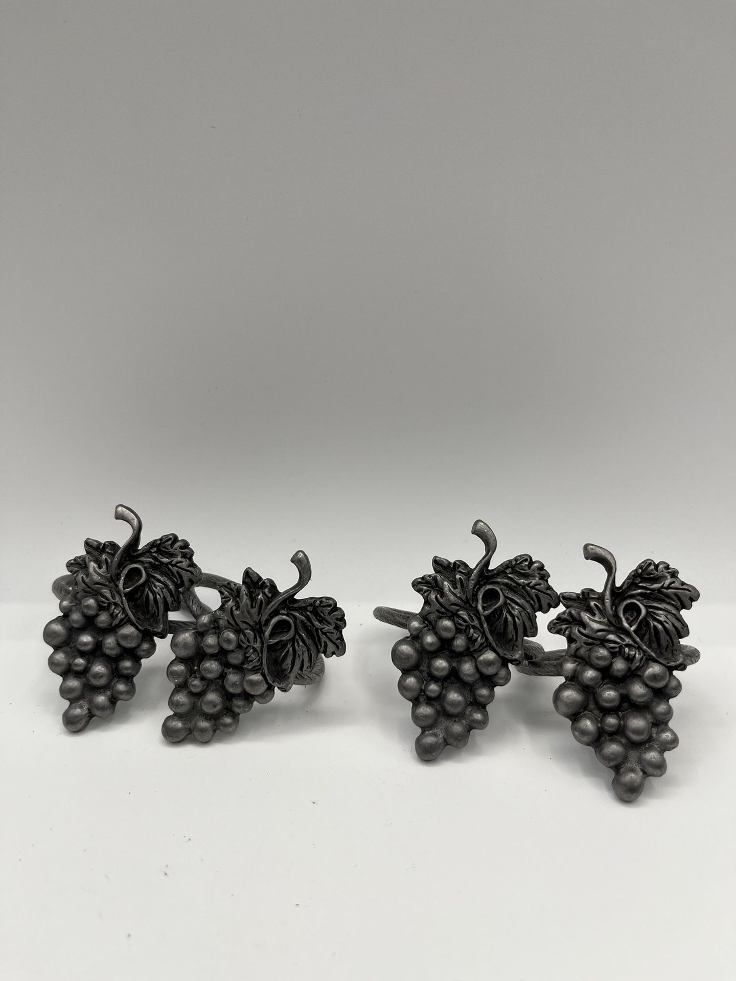 Vintage Pewter “grapes” Napkin Holder. Set Of 4