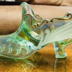Vintage And Rare Fenton Hand Painted Shoe/slipper