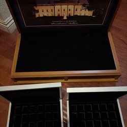 Presidential Vault Treasury Coin Case Wooden Display Box Dollar Storage 23.5”x12”x5”