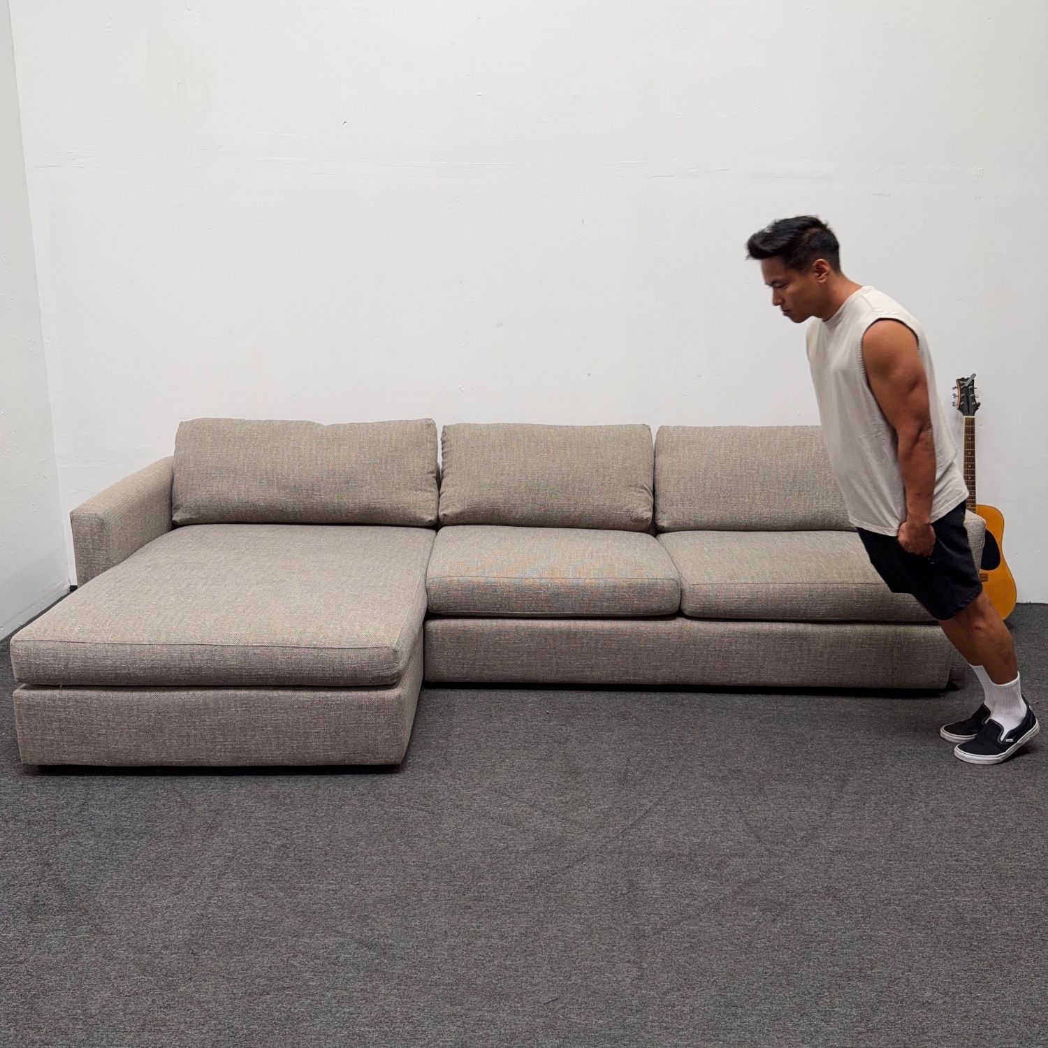 Bassett Allure Sectional Couch with left hand chaise ❌3.5k OFF❌ Oatmeal Gray - Can Deliver