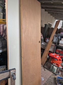 NEW SOLID 24 X 80 DOOR W FRAME AND HINGES