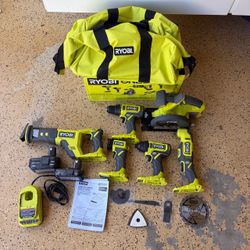 RYOBI ONE+ 18V Cordless 6-Tool Combo Kit with Compact Battery, 4.0 Ah Battery, and Charger