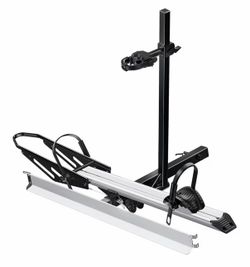 Young Electric Hitch Mount Single Bike Rack with Ramp for Electric Bike, 100 Ibs. Capacity Bike Carrier for Truck, Trailer, RV, SUV