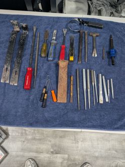 Assorted Mechanic Tool Lot – Craftsman Punches, Chisels, Pry Bars, Files & Picks