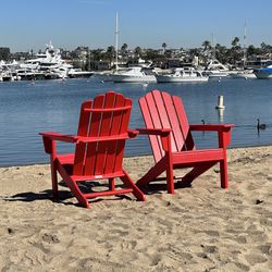 Red Or Navy Poly Adirondack Chairs 