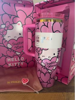 Stanley Pink Hello Kitty Tumbler 40oz | Straw | Straw Topper | Bag | Gift Box