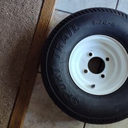 CARLISLE SPORT TRAIL 5.70-8 LOAD RANGE B TRAILER WHEEL WITH TIRE 4 LUG  (BRAND NEW)
