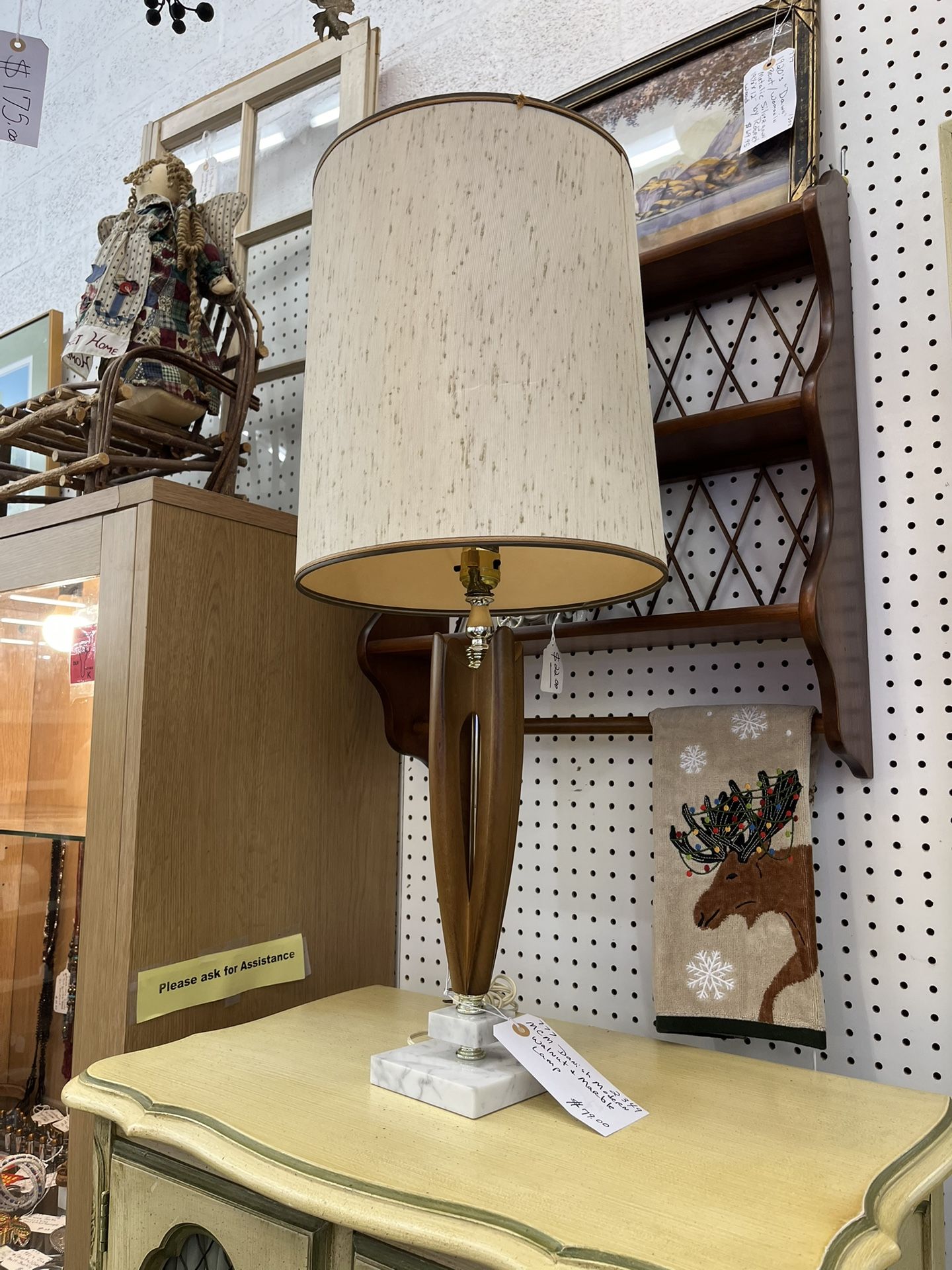 MCM Danish Walnut Marble Lamp