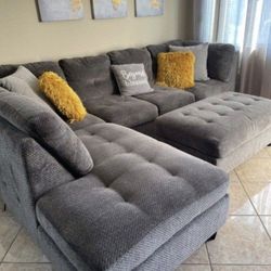 Dark Grey Sectional Couch with Storage Ottoman from Jerome's
