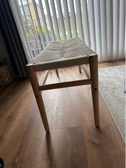 Mid-Century Modern Woven Bench – Natural Wood & Paper Cord