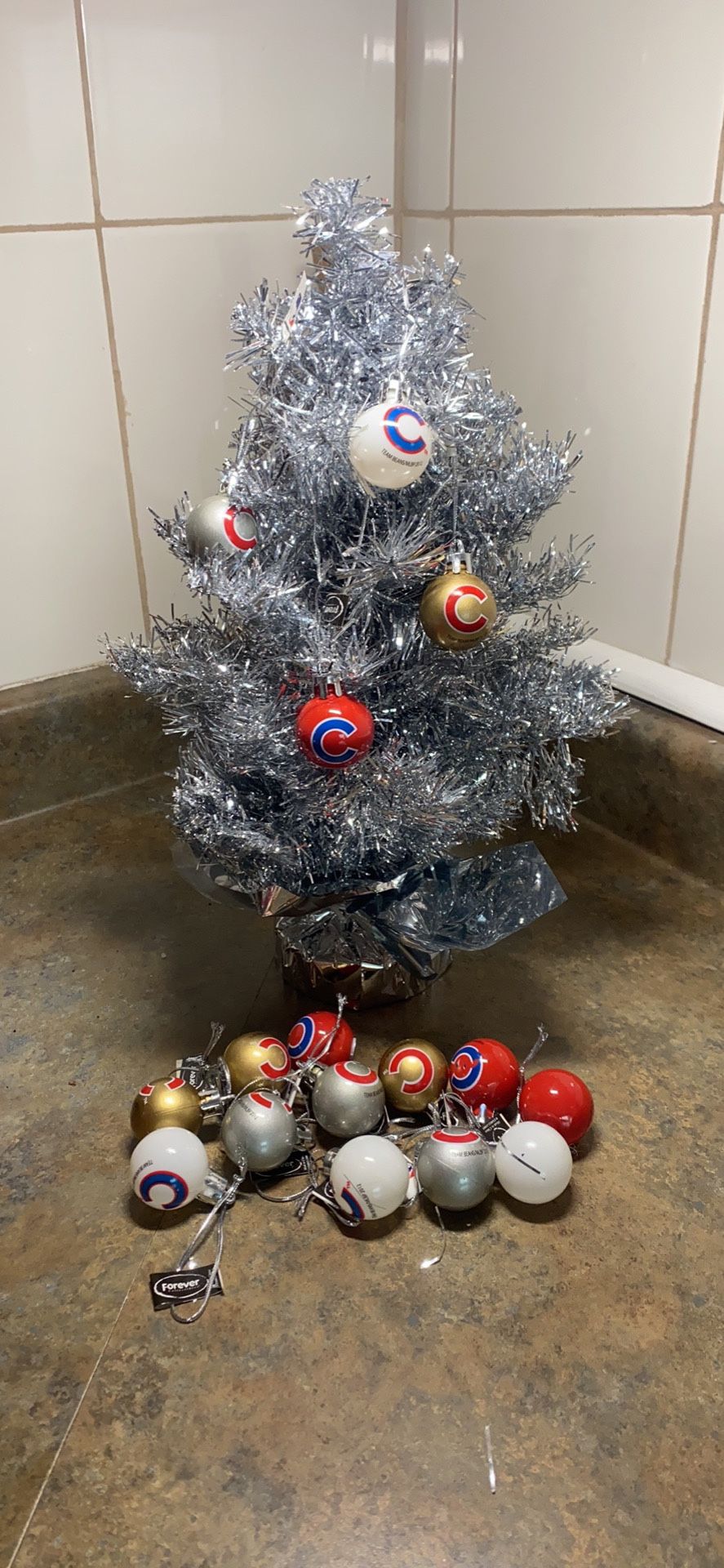 Chicago Cubs Mini Christmas Tree New