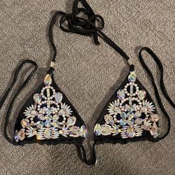 Black Bikini Top With Jewels