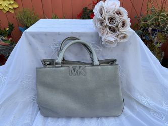 Michael Kors Florence Satchel Handbag Cement Grey Color Purse 