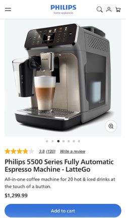 Philips 5500 Series Fully Automatic Espresso Machine - LatteGo
