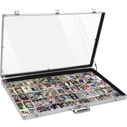 34"x22" Large Aluminum Card Show Display Case with Lock — Portable Tabletop Showcase for Trading Cards, Sports Cards, TCG & Jewelry, Clear Acrylic Ant