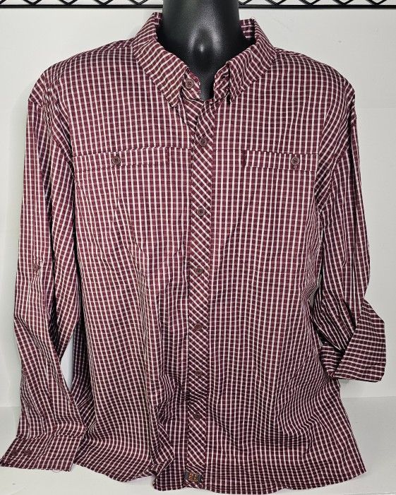 Reel Legends Performance Outfitters Red Plaid Fishing Shirt Mens 2XL