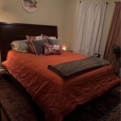 Queen Dice Cherry Wood Bed Frame