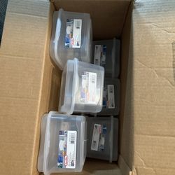 Sterilite 9-Pack FlipTop Stackable Square Small Storage Bin with Hinging Lid, Clear
