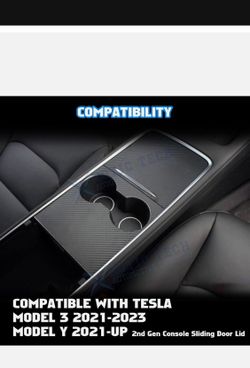 Fits 21-23 Tesla Model Y PVC Center Console Wrap Cover Decal Carbon Fiber Black - Picture 2 of 13 Fits 21-23 Tesla Model 3 PVC Center Console Wrap Cov