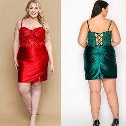 New With Tags Satin & Beaded Corset Bodice Short Formal Dress & Homecoming Dress $189