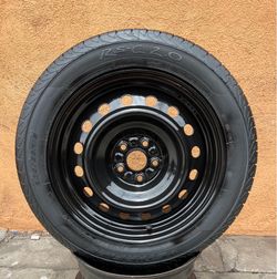 1 GOOD USED RIM & TIRE FOR SPARE TOYOTA COROLLA IN GREAT CONDITIONS 16X6 1/2  5X100 205/55R16 STARFIRE TIRE $60 PICKUP ONLY