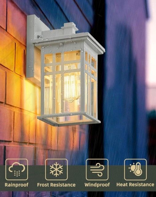 (New)
Dusk to Dawn Sensor Outdoor Wall Sconce - HWH Exterior Wall Lantern Light Fixture for Porch, Garage, Doorway, Garden, Glossy White Finish, 5HD27