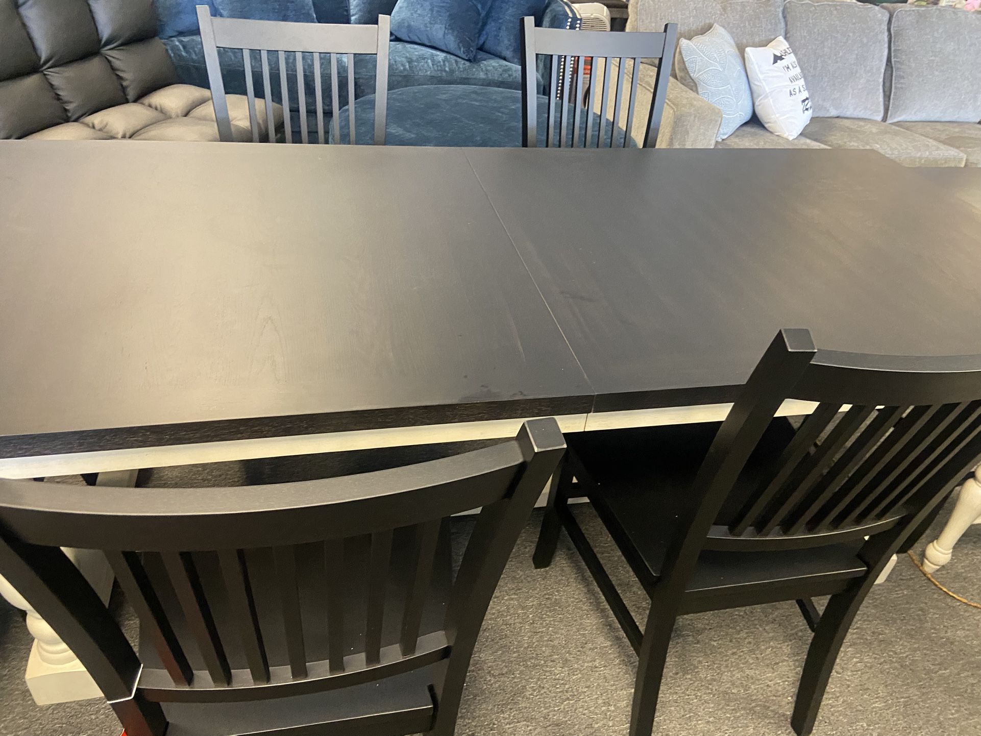 Farmhouse black dining set with 10 chairs and leaf was $2799