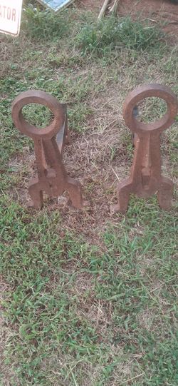 Cast Iron Fireplace Andirons Pair