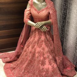 Baby pink crop top & skirt