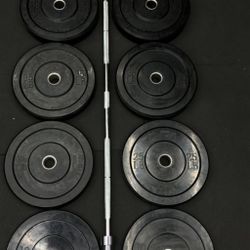 Vesta Olympic Barbell (700 lb Weight Capacity) + Weight Plate Set 230 lb