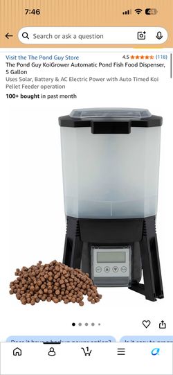 The Pond Guy KoiGrower Automatic Pond Fish Food Dispenser, 5 Gallon