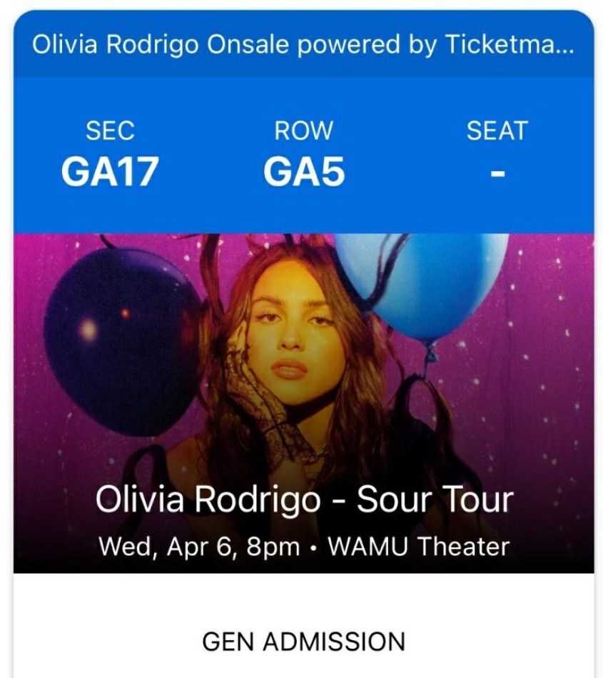 Two Olivia Rodrigo Concert Tickets - Seattle
