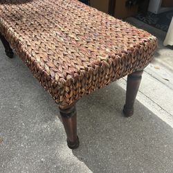 Solid wood, wicker wrapped bench/coffee Table 