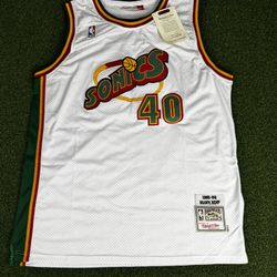 Seattle SuperSonics Shawn Kemp Mitchell & Ness White 1995/96 Swingman Jersey XL NBA NWT