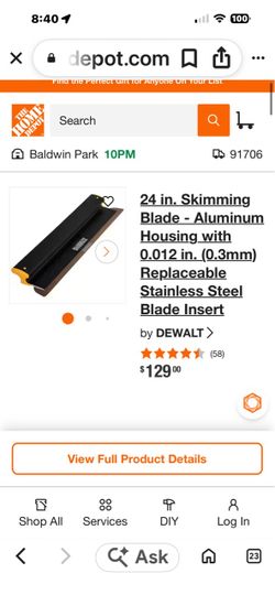 24” skimming blade-aluminum