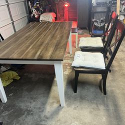 Custom Farmhouse Dining Table & Chairs W/ Bench