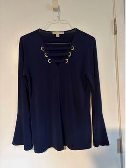 Michael Kors Navy Blue Long Sleeve Top