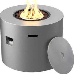 Kinger Home Loren 32-Inch Round Propane Fire Pit Table, Alloy Steel Outdoor Fire Pit with 50,000 BTUs, CSA Certified, Includes Lava Rocks and Weatherp