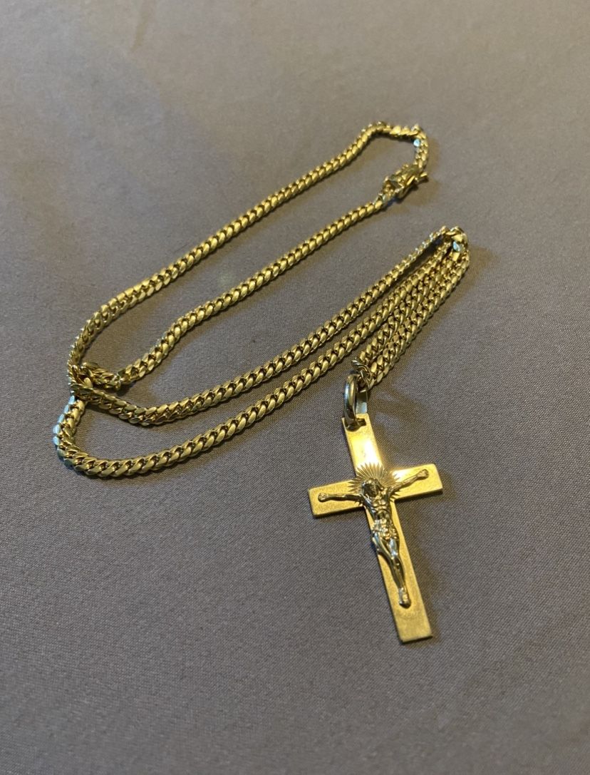 14k Solid Gold Cross Crucifix Pendant Cruz Oro